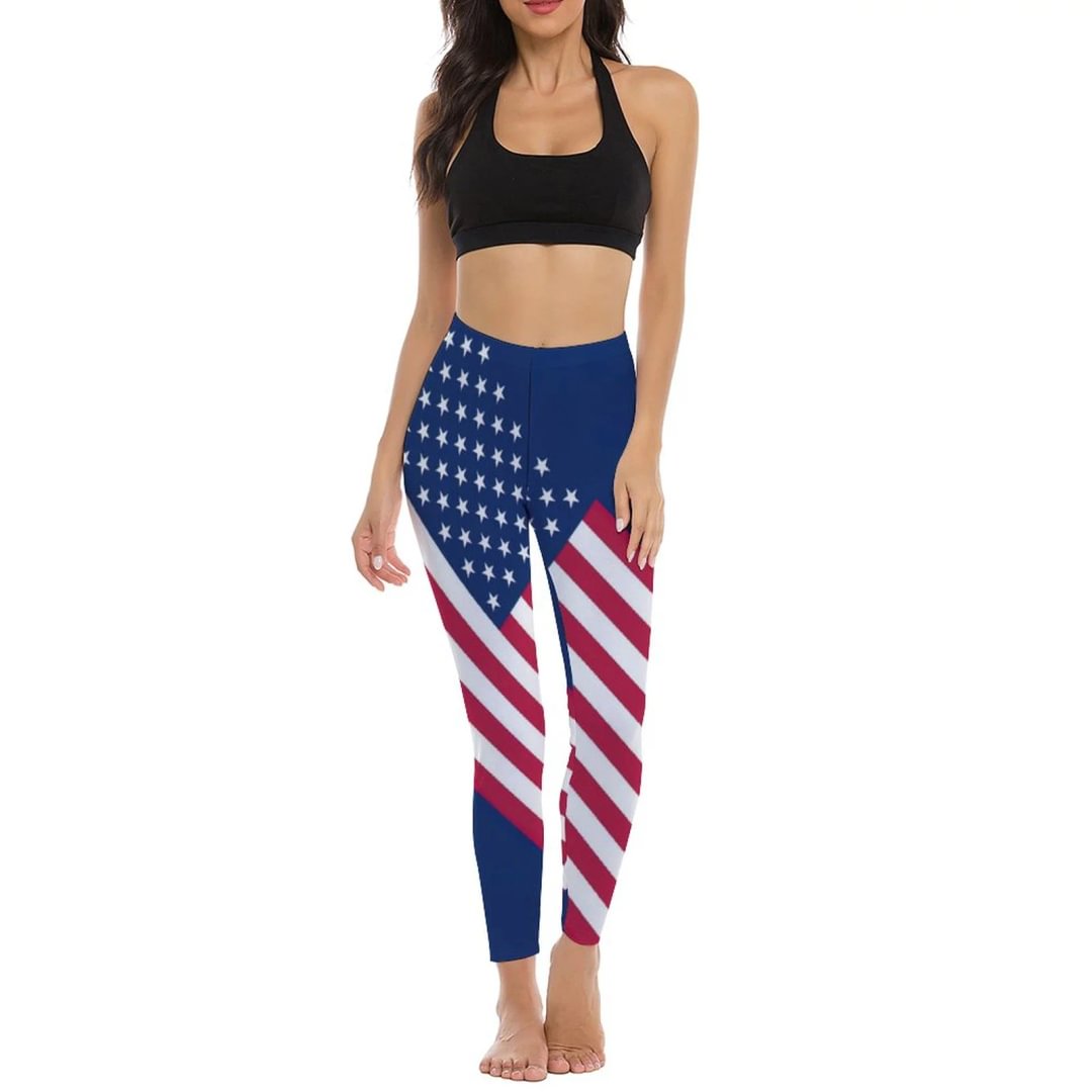 American Flag Yoga Pants for Women Buttery Soft High Waisted 7/8 Length Workout Leggings