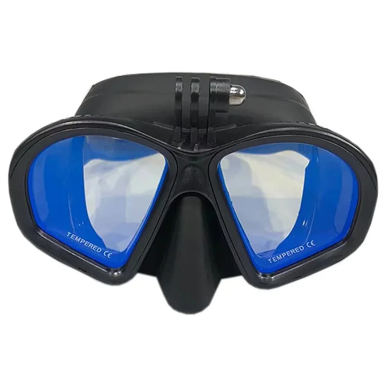 Tempered Glass Diving Mask With Storge Box, Waterproof And Anti Fog Electroplating Goggles With J-shaped Bracket For Camera