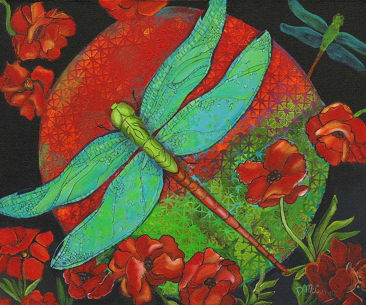 Dragonfly And Flower 40*50CM(Canvas)Full Round Drill Diamond Painting gbfke