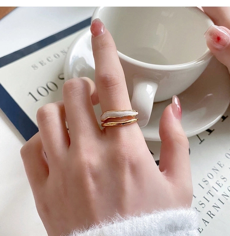 Casual Minimalist Irregular Copper Gold Plated Zircon Open Ring In Bulk
