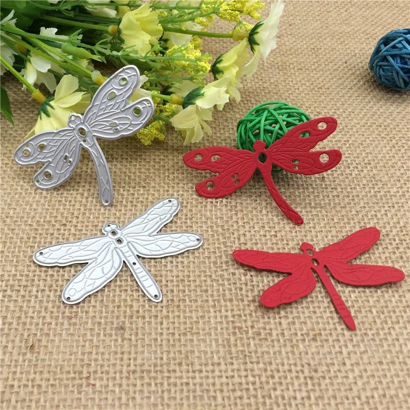 2pcs Dragonfly Metal Cutting Dies Stencils Scrapbooking Animal Embossing Folder DIY Scrapbook Decor Template