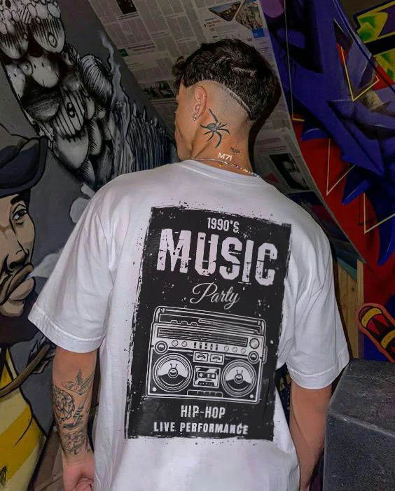 1990'S Music party Printing Casual Men's T-shirt