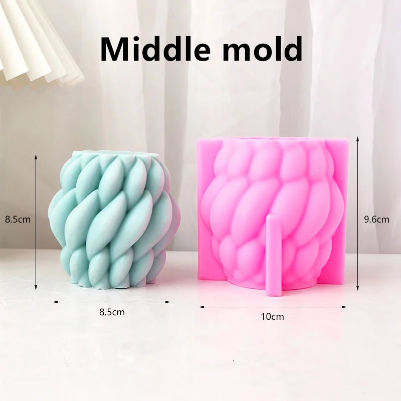 Screw Ball shape rotating stripe cylindrical candle Acrylic mold soap mold Wave Fried Dough Twists rotating spiral geometry mold