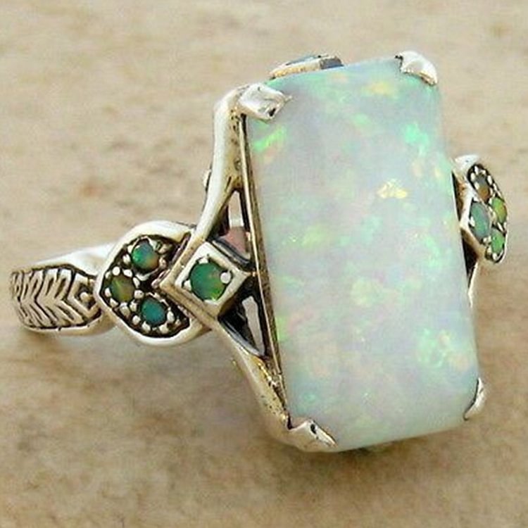 Opal Bridal Square Orgone Ring
