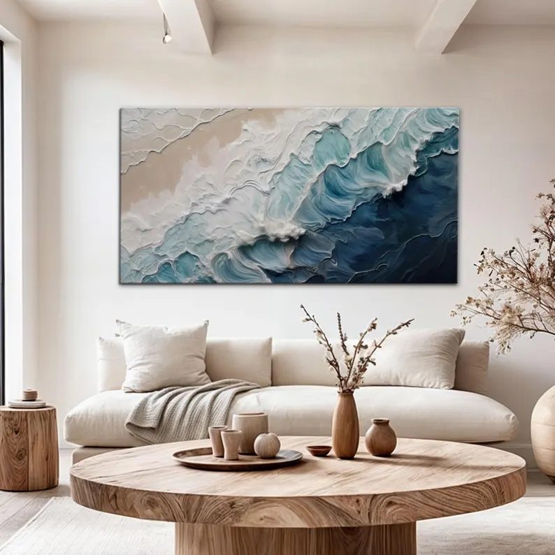 Ocean Waves Modern Canvas Wall Art