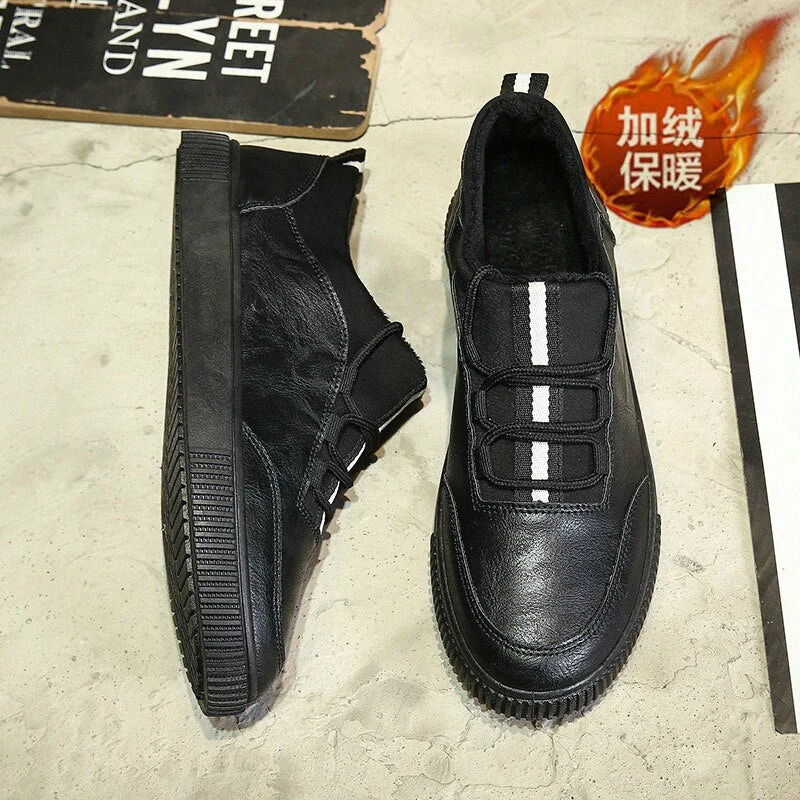 2020 New Mens PU Leather Shoes Fashion Sneakers Casual Loafers Flats Skateboarding Shoes Low Cut Trend Creepers Brand Design