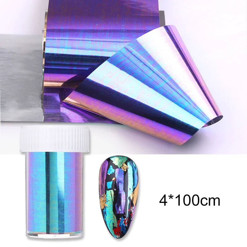 Churchf 1 Box Mirror Nail Foils Sparkly Aurora Effect Nail Art Transfer Stickers Slider Paper Nail Decals Nails Accessories