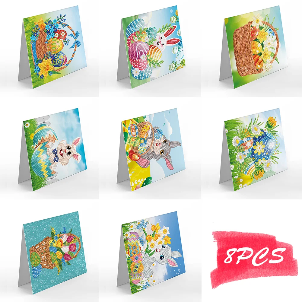 8pcs Diamond Painting Greeting Festival Cards Special Shaped Drill