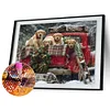Weihnachten Oldtimer und Welpe - runder Bohrer Diamantmalerei - 40*30cm