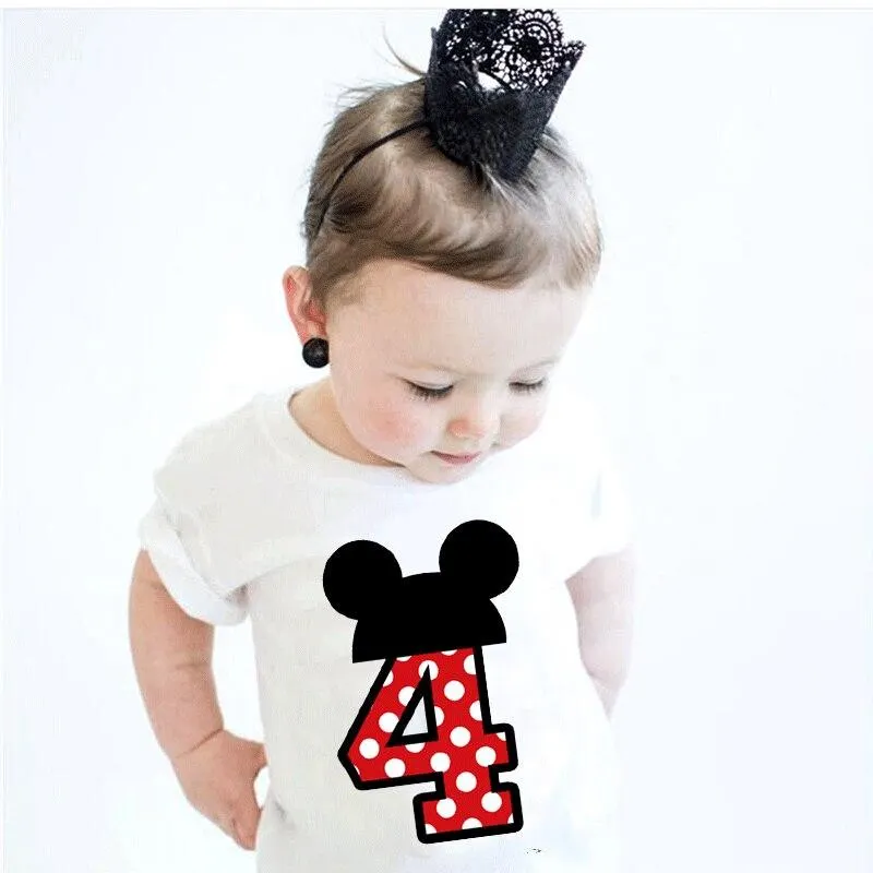 Dots Mouse Print Boy's T-shirts Cartoon Girls Tees Short Sleeve Summer Tops Boys Clothes Cute Kids Children Tshirt Clothing