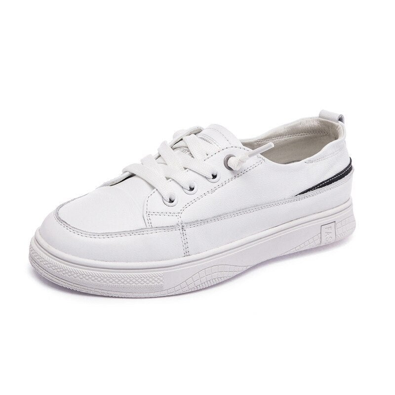 Genuine Leather Women's Sneakers Autumn Little White Shoes First Layer Cowhide Sports Vulcanized Shoes Ladies Casual Flats