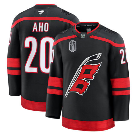 Men's Carolina Hurricanes #20 Sebastian Aho  Black 2026 Stanley Cup Final Home Premium Jersey