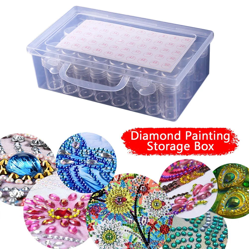 Diamond Painting Box Transparent Plastic Rhinestone Storage Case (64 Grids)