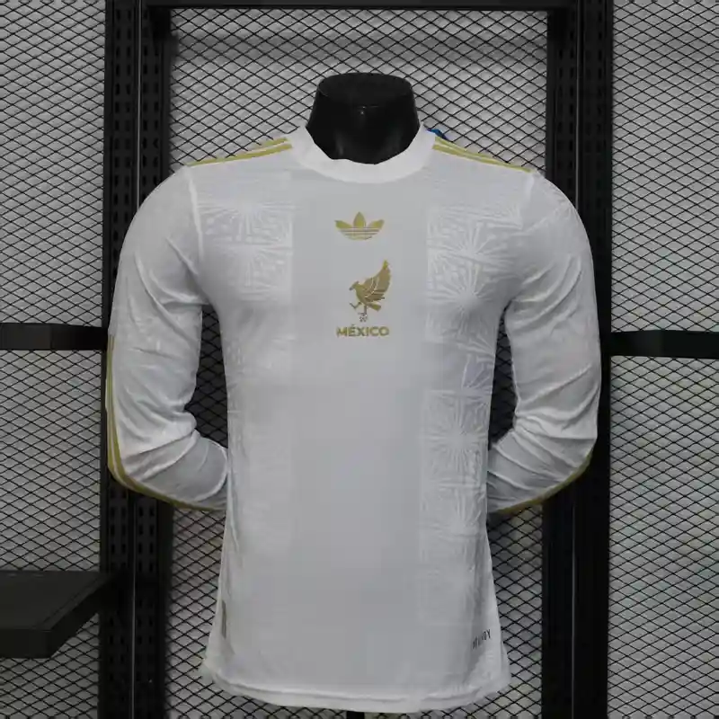 2025 Player Mexico Special Edition White Long Sleeve Soccer Jersey