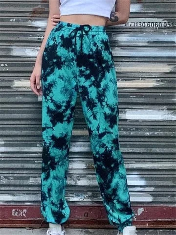 pornhint Pornhint NCLAGEN Tie Dye Painting Women Sweatpants High Waist Harajuku Drawstring Harem Pants Streetwear Casual Jogging Trousers Sudadera