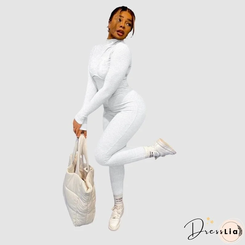 Solid Color Knit Jumpsuits