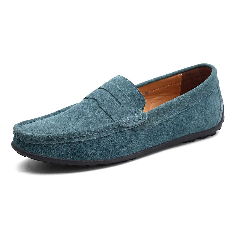 DUDELI Suede Leather Men Casual Shoes Loafers Italian Genuine Leather Driving Moccasins Gommino Slip on Men's Shoes Plus size