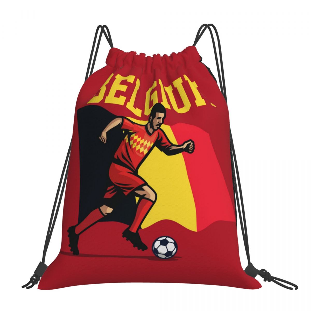 Belgium Soccer Player Foldable Sports Gym Drawstring Bag