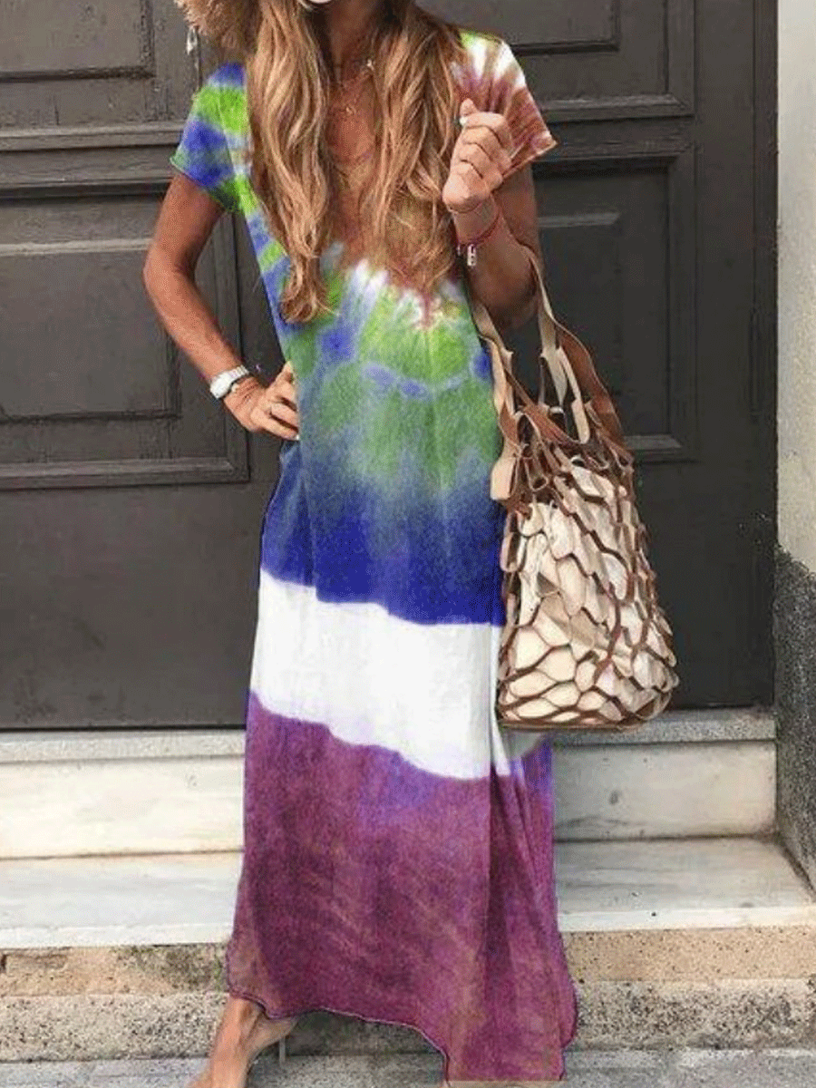 Tie-dye Short Sleeve Dress