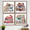 4Pack Gnomes Trucks-Crystal Rhinestone Diamond Painting(30x30cm)
