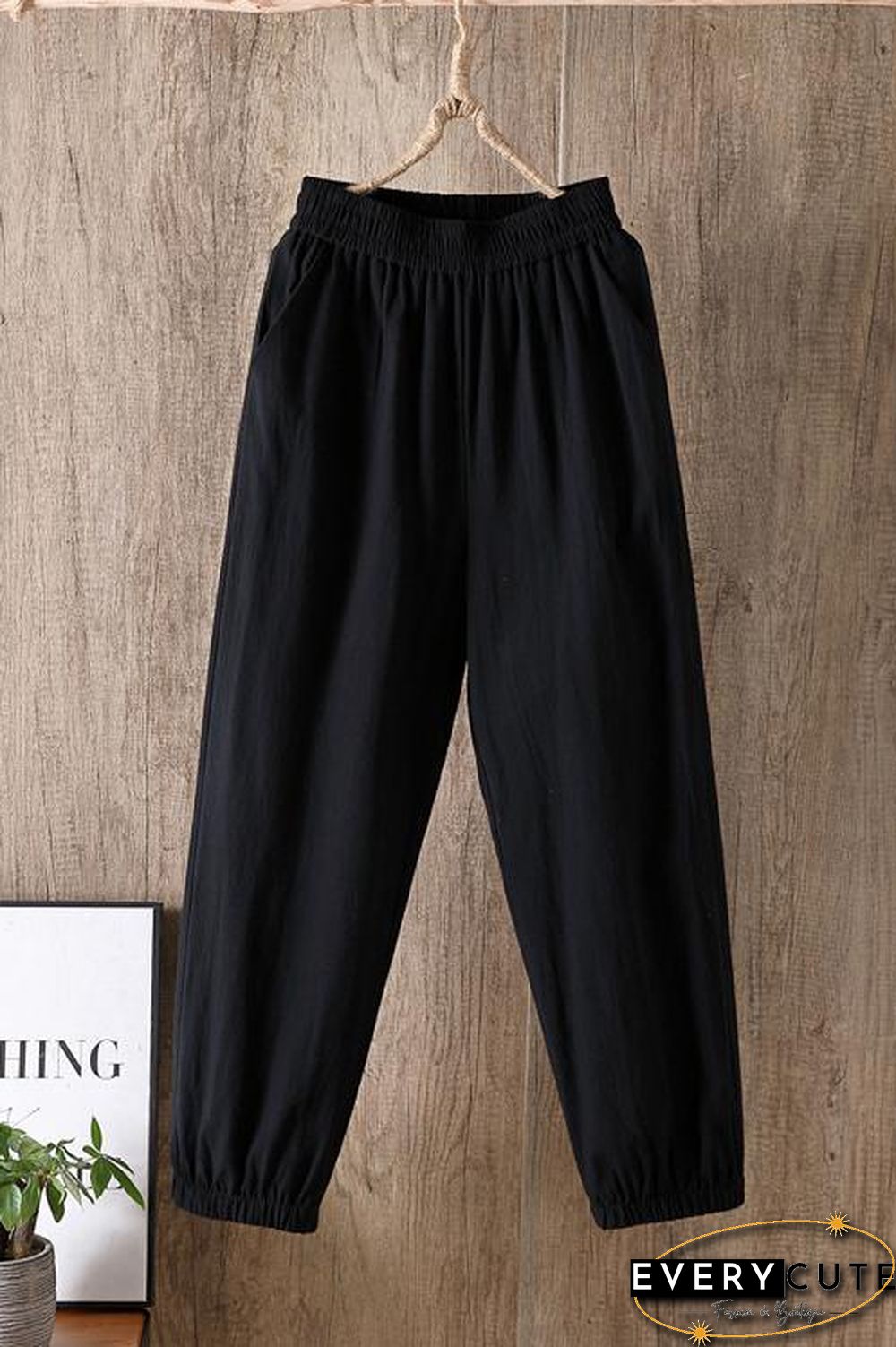 Solid Linen Pockets Jogger