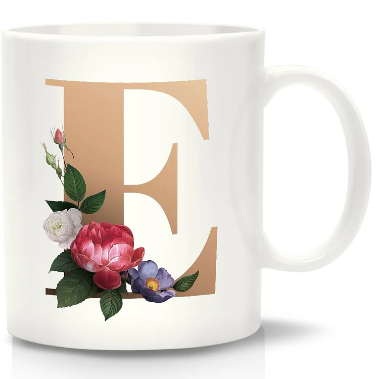 Ceramic Water Cup DIY Customized Flower Letter Coffee Home Office Tea Mugs-Annaletters
