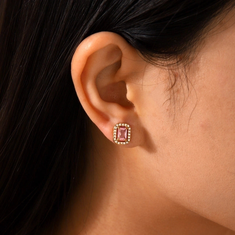 1 Pair Elegant Geometric 304 Stainless Steel Titanium Steel 18K Gold Plated Ear Studs