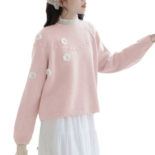 Churchf Churchf Autumn Winter New Soft Waxy Loose Small Sweet Soft Waxy Sweater Female Long Sleeve Knit Sweater Female