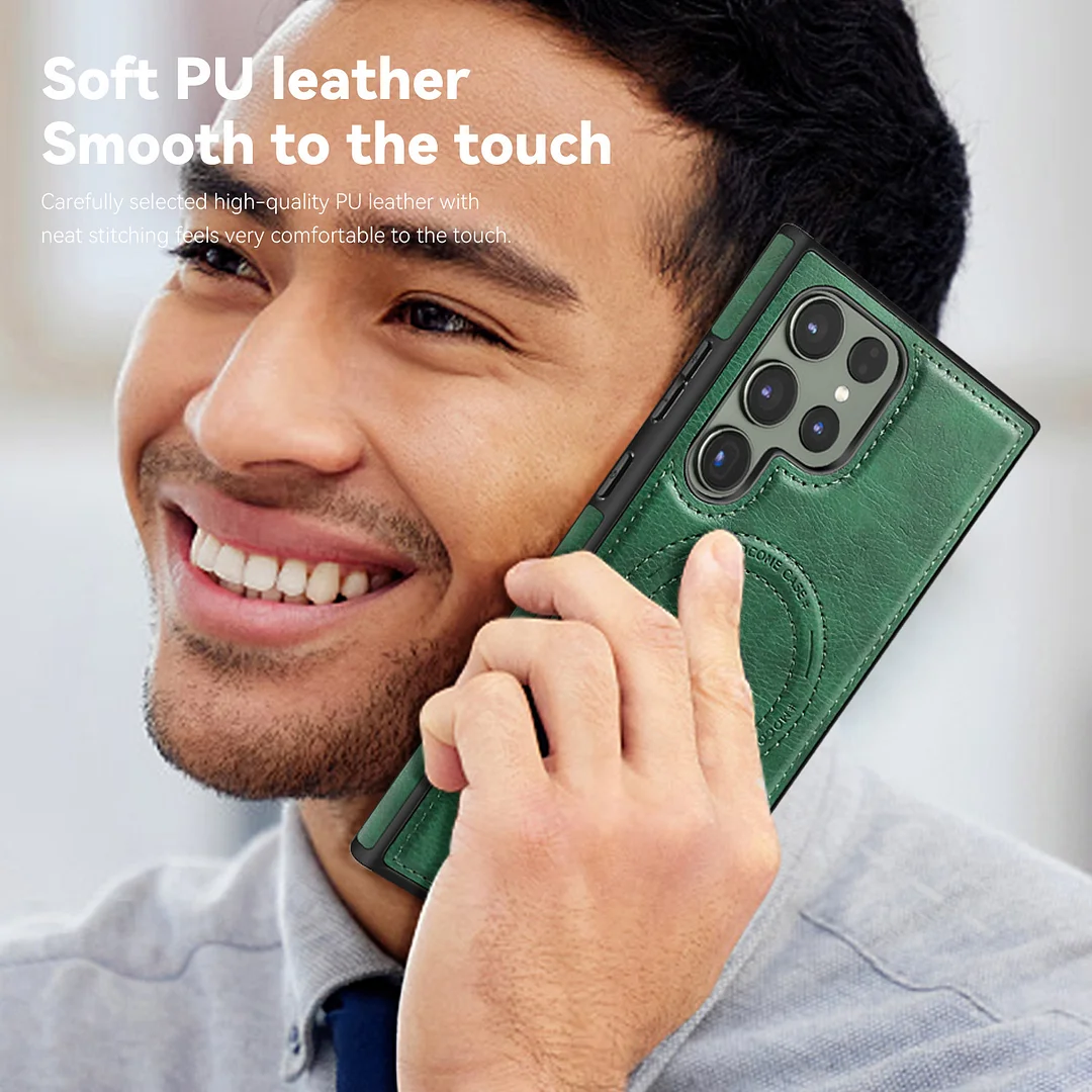 Suitable for Samsung S24\23 series pebbled leather holder mobile phone case