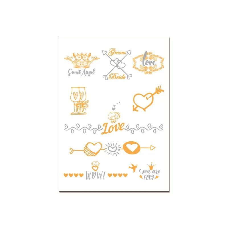 23 Kinds Wedding Party Tattoo Bronzing Glitter Gold Stickers Temporary Body Makeup Waterproof Disposable tatouage temporaire