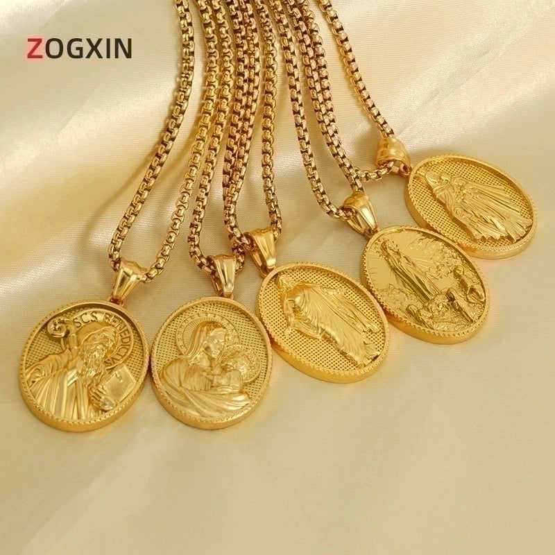 Stainless Steel Titanium Steel Retro Cartoon Character Plating Pendant Necklace