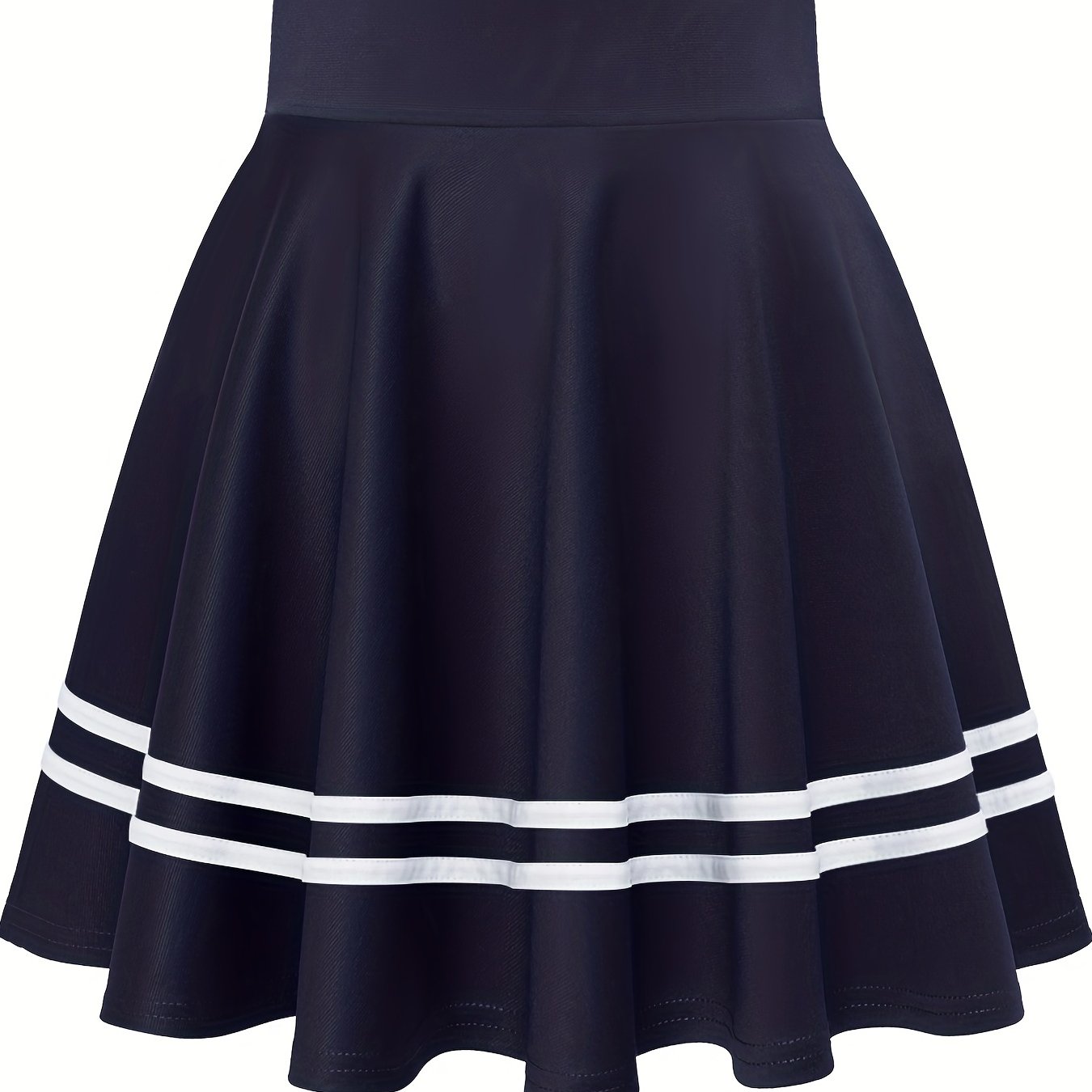 Striped A-Line Skater Skirt, Versatile High Waist Skirt For Spring & Summer, Women's Clothing