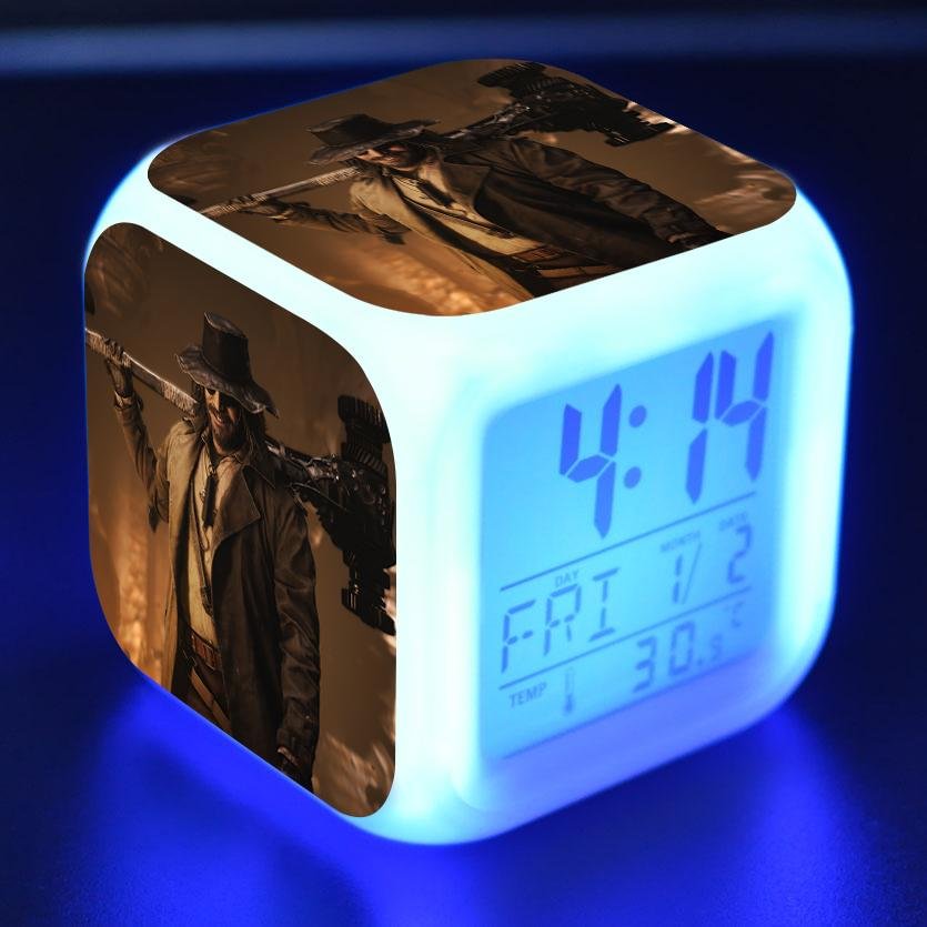 Resident Evil Village Digital Alarm Clock 7 Color Changing Night Light Touch Control for Kids Adult