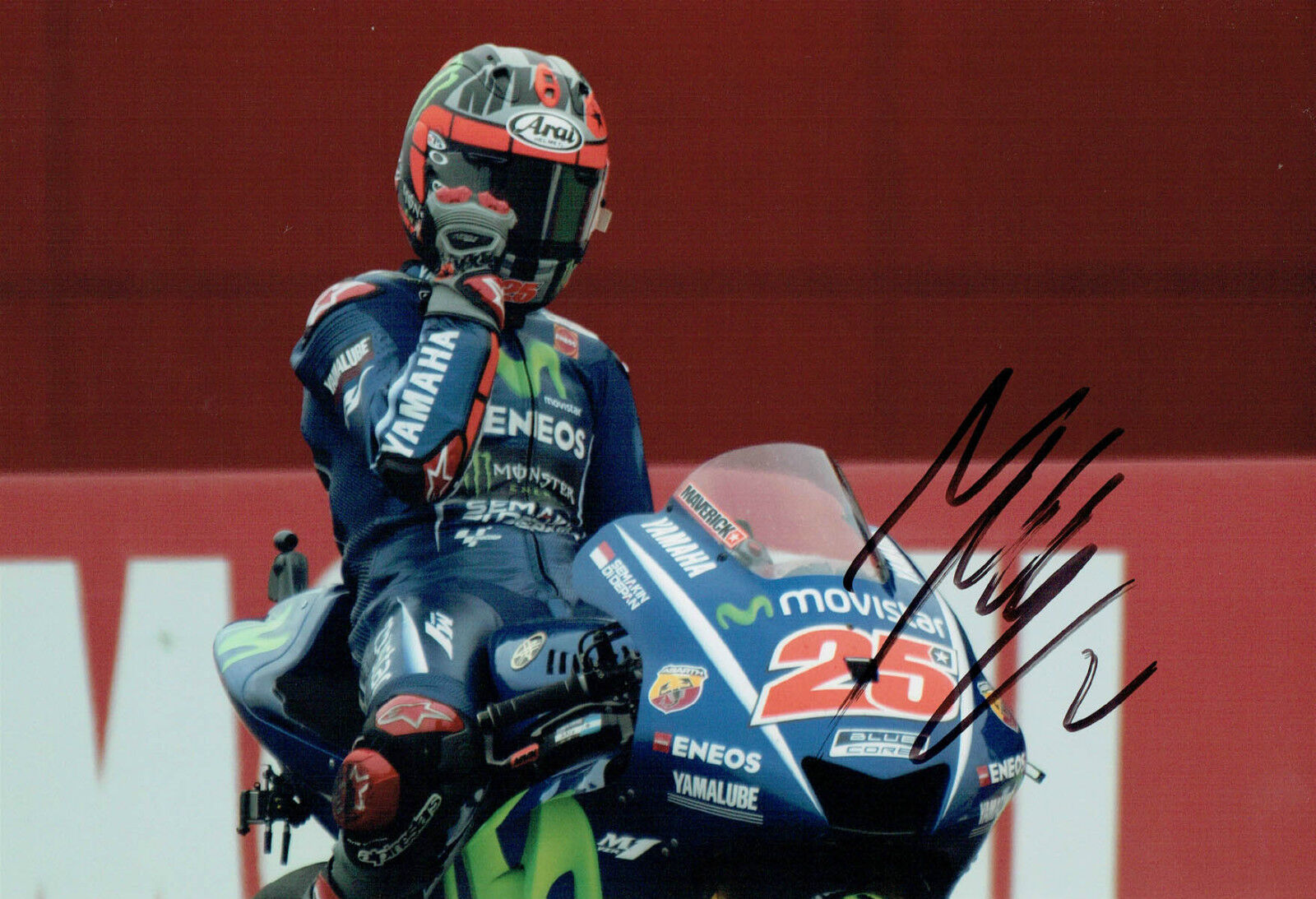 Maverick VINALES 2017 SIGNED MOTOGP Autograph 12x8 Yamaha Photo Poster painting 6 AFTAL COA