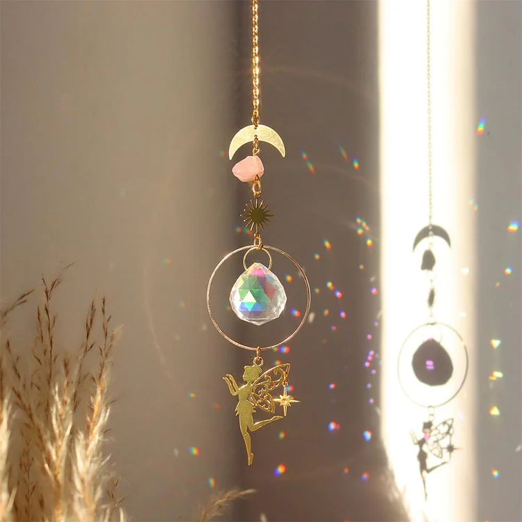 Crystal Wind Chime Prism Catchers Ornament Home Garden Decoration (Moth)