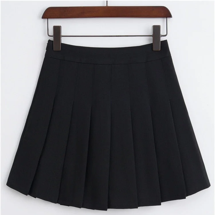 2018 New Spring high waist ball pleated skirts Harajuku Denim Skirts solid a-line sailor skirt Plus Size Japanese school uniform