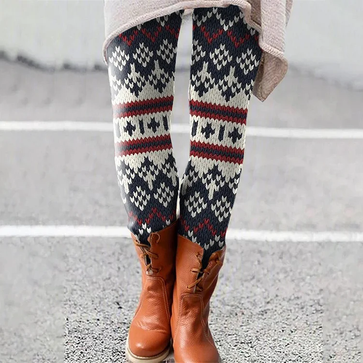Icelandic Sweater Textured Print Vintage Leggings