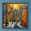 Maisons street-full rond diamant peinture-30 * 30cm