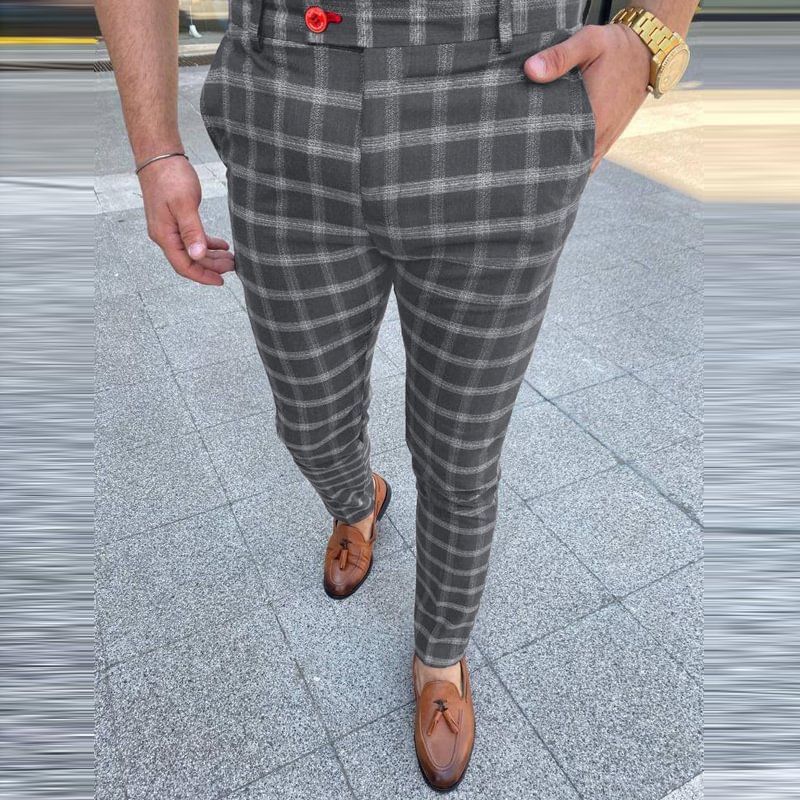 Mens Casual And Business Plaid Pants