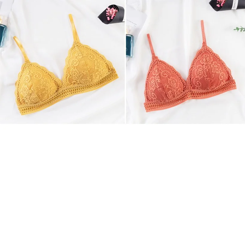 French seamless deep V seamless lace bra ladies wireless push up thin bra soft underwear comfortable sexy underwear french bra