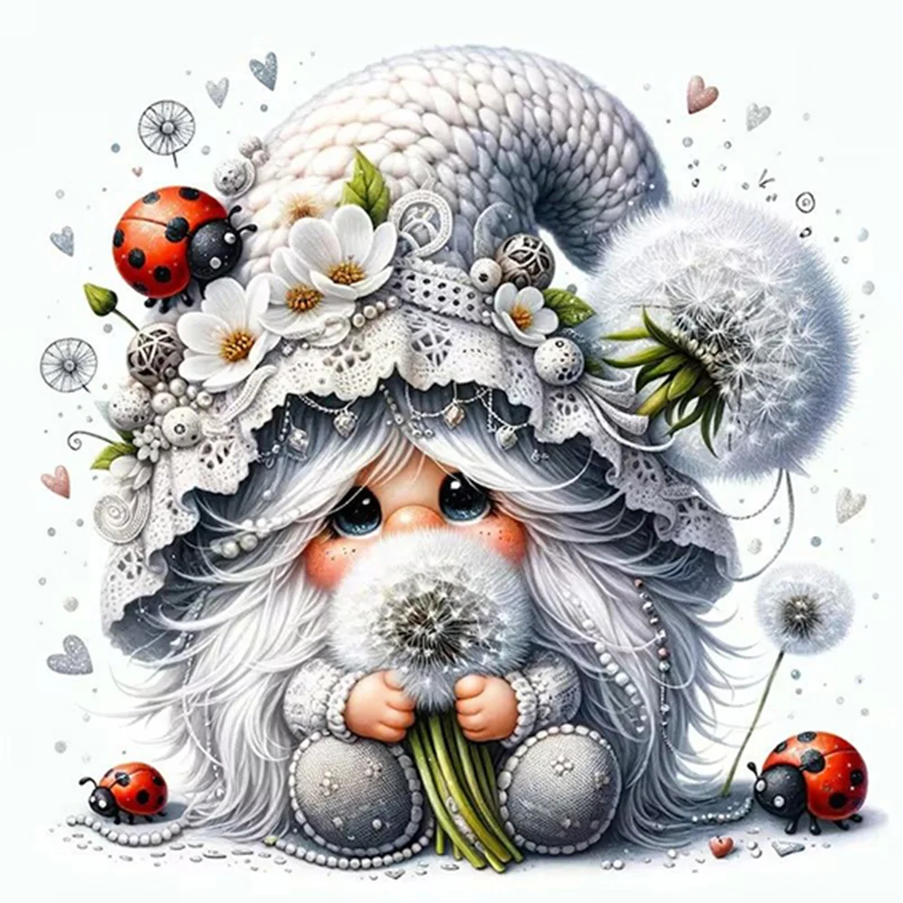 Partial AB Diamond Painting - Full Round Drill - Dandelion Gnome(Canvas|45*45cm)