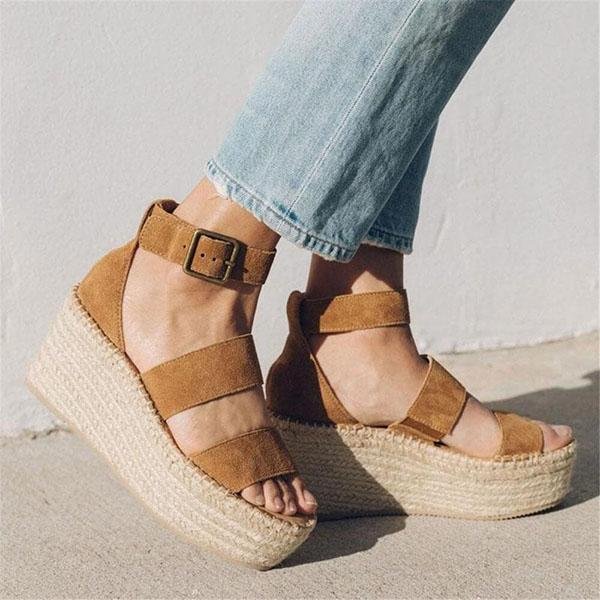  Fashion Simple Woven Wedge Sandals