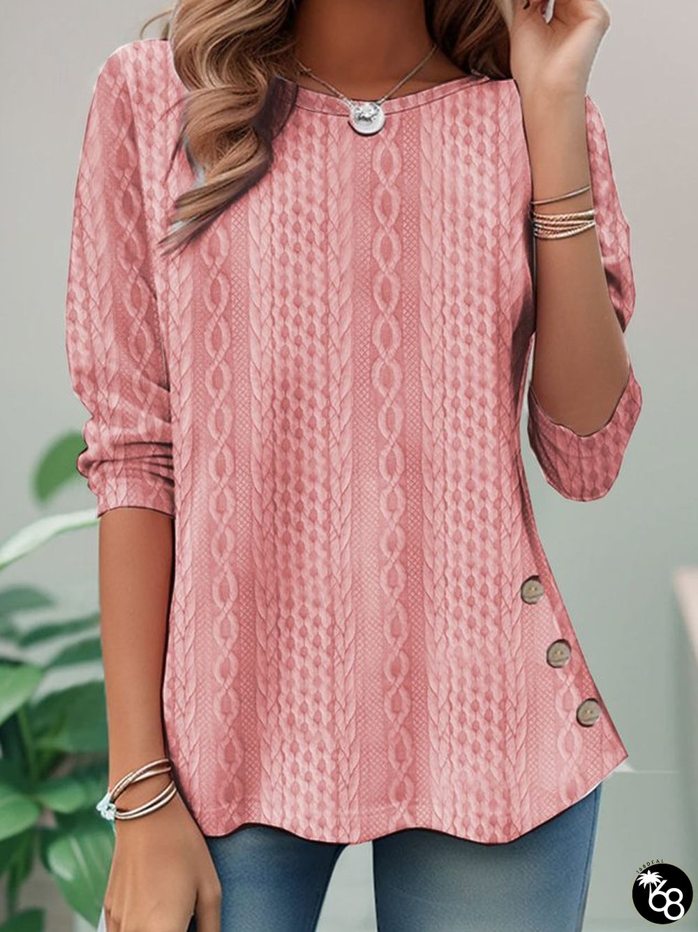 Casual Plain Crew Neck Long Sleeve T-shirt | 168DEAL