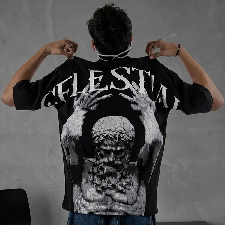 Unisex Casual Celestial Printed T-Shirt