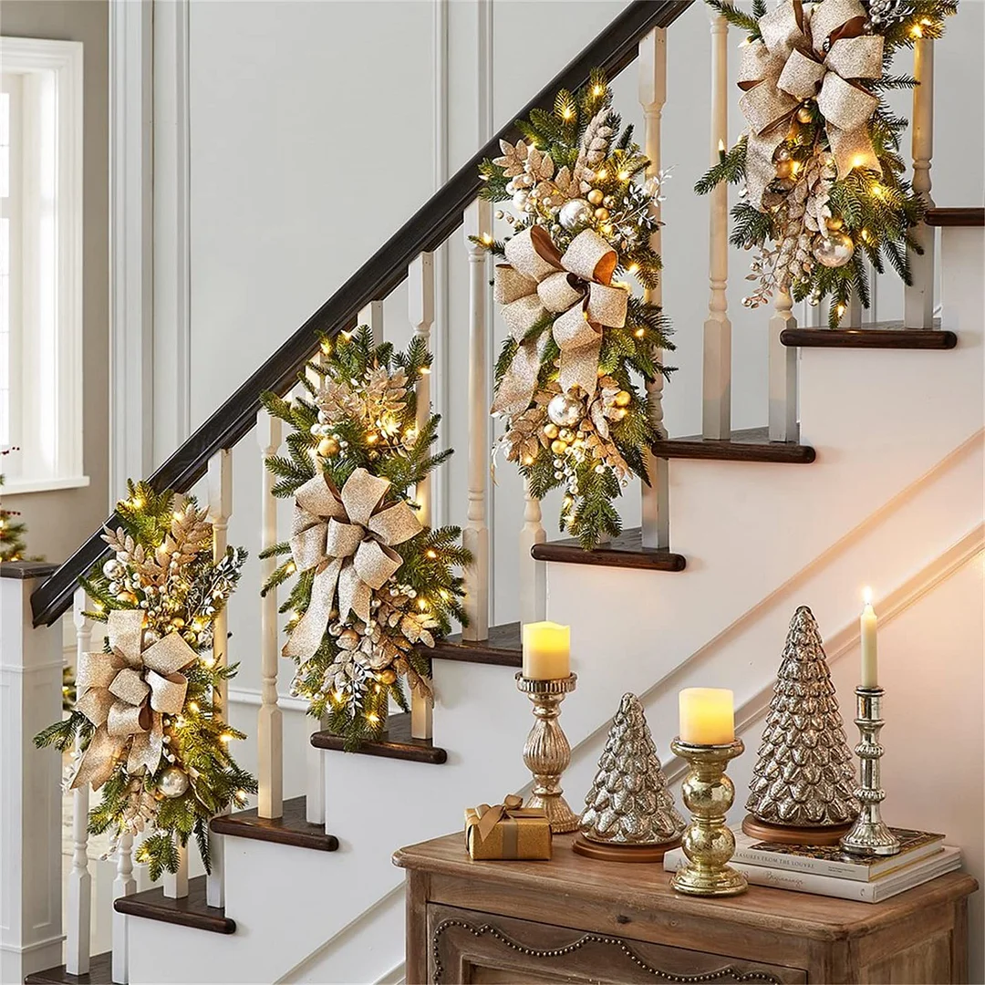 Christmas Stair Wreath Decoration(With Lights)