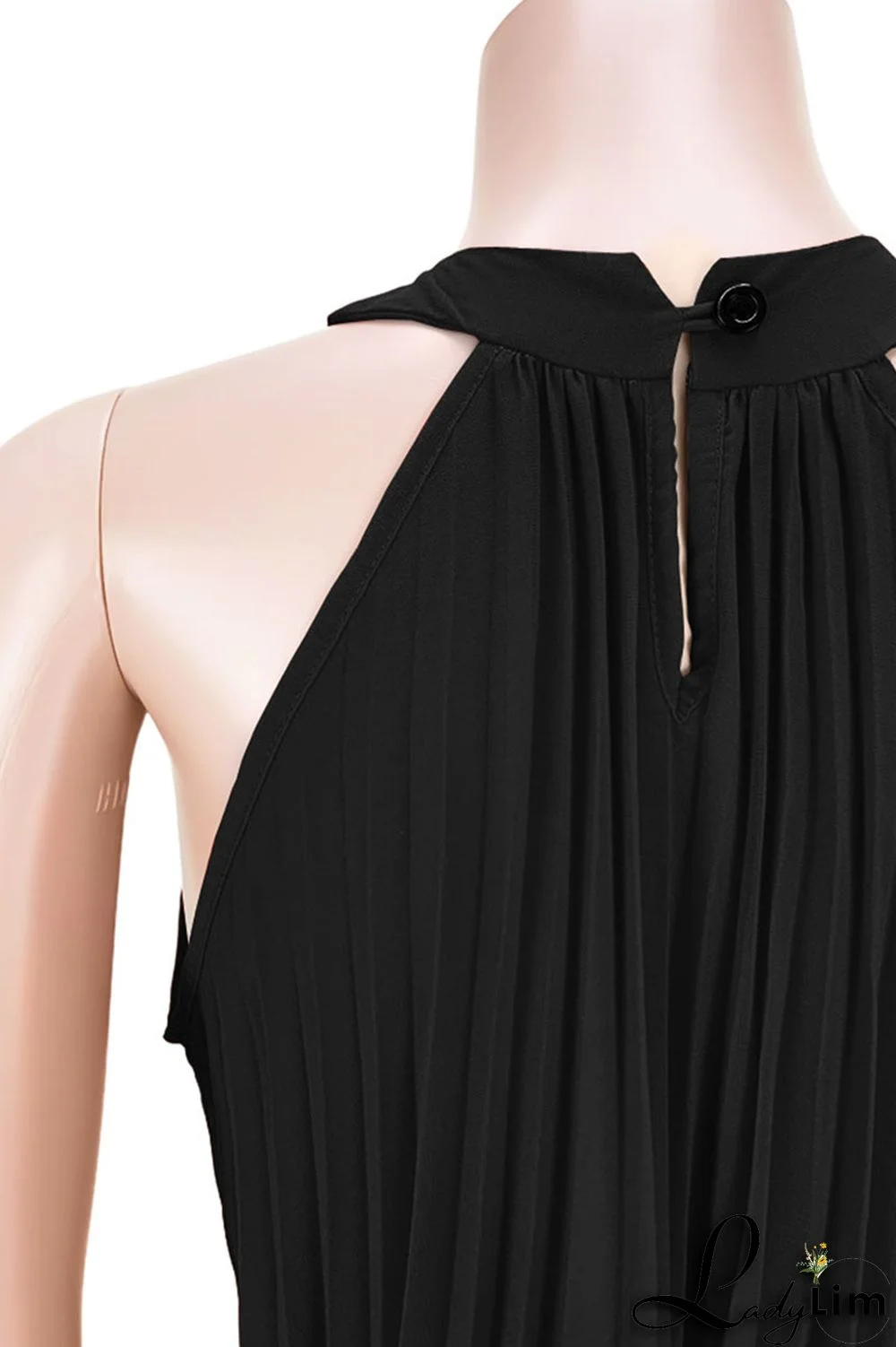 Black Casual Elegant Solid Split Joint Fold O Neck Dresses