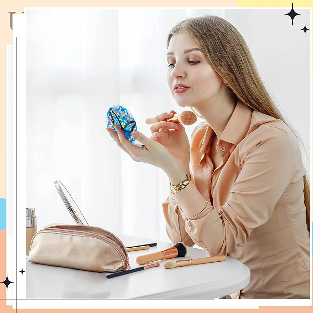 DIY Diamond Painting Mirror Portable Butterfly for Adult and Kids
