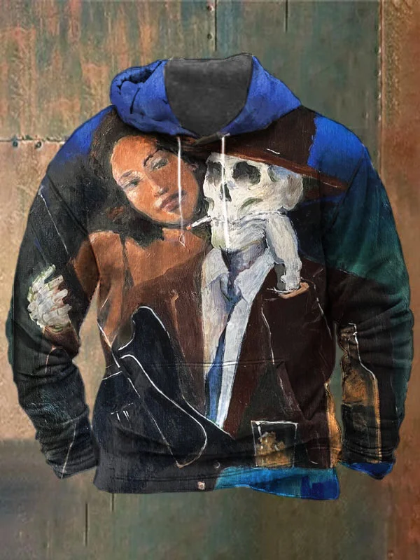 Unisex Skull Print Heavyweight Hoodies