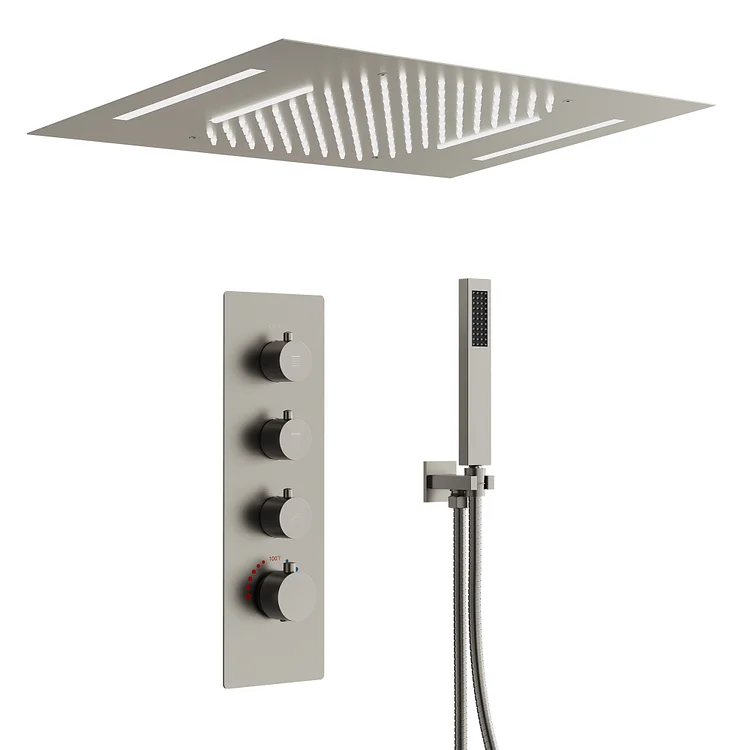 EVERSTEIN Thermostatic Dual Heads Smart Shower System in Brushed Nickel SFS-1024-NK