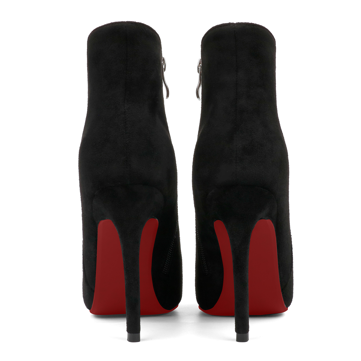 100mm Women's High Heels Pointed Toe Zipper Red Bottoms Boots-MERUMOTE